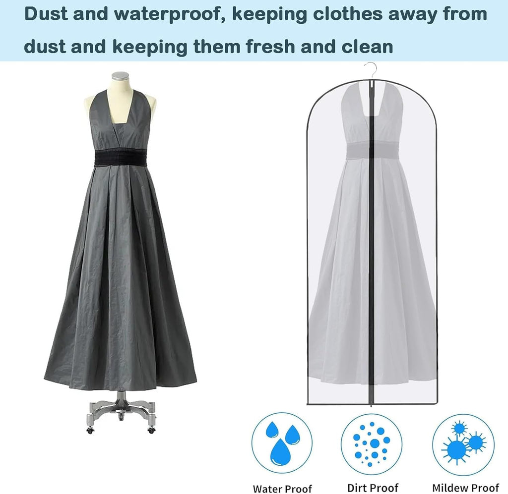 2PCS Dress Bags Covers Long Garment Covers Bag Dress Bag Long Dress Bags Covers Translucent with Zip Waterproof Dustproof Dress Covers Garment Bags Full Length(60 * 140cm)