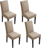 ELECLAND Beige Dining Chair Covers, Stretch Removable Washable Dining Chair Slipcovers, Dining Seat Covers Chair Protector for Home Decorations (Beige, Set of 4)