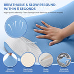 Memory Foam Pillow, Orthopedic Ergonomic Pillows for Neck and Shoulder Pain, Cervical Neck Support for Side/Back/Stomach Sleepers, with Cooling Washable Silk Pillowcase, Blue