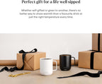 Temperature Control Smart Mug 2-295 ml App-Controlled and Rechargeable Heated Coffee Mug with Intelligent LED Display, 1.5-hr Battery Life and Improved Design, Black
