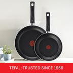 Taste Twin Frying Pan Set, 20cm & 28cm Non-Stick Aluminium Pans, Thermo-Spot Heat Indicator, Lightweight, All Hobs Except Induction, Black - B189S244