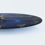Glass Galaxy Wall Clock Blue, 12 Inch Silent Non-Ticking Battery Operated Modern Decorative Clocks for Living Room Kitchen Bedroom