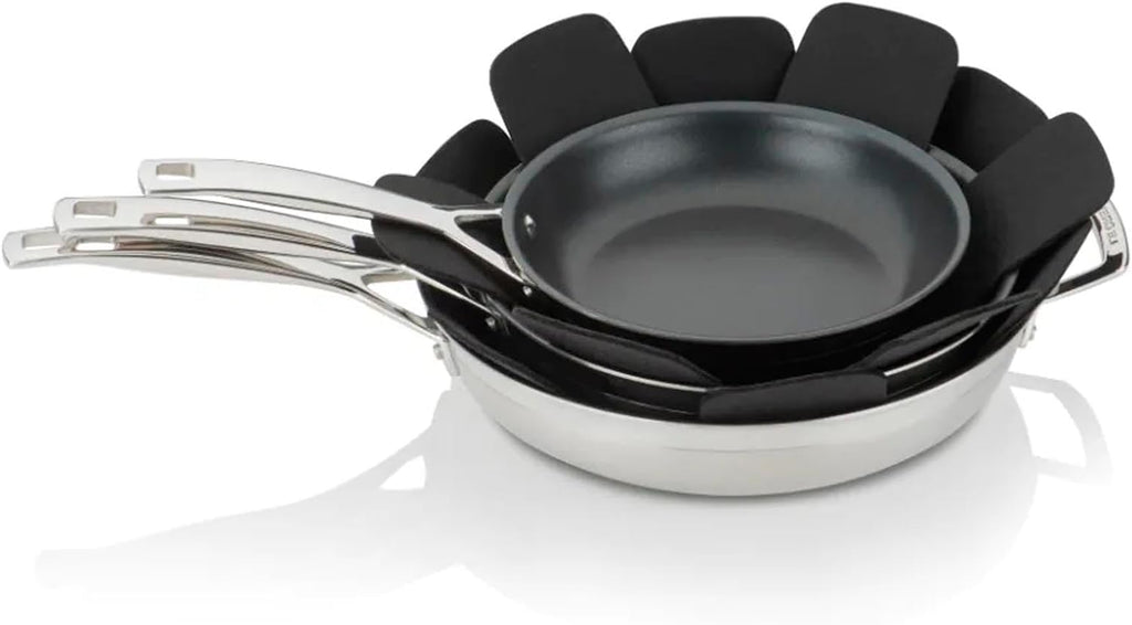 6 Piece Pot Pan Protectors for Stacking, Larger Thicker Saucepan Protectors of 3 Sizes, Adjustable Felt Thermal Insulation Mat, Anti-Skid Reusable Kitchen Accessories