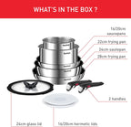 Ingenio Emotion 10 Piece Set, Pots & Pans Set, Stainless Steel, Stackable, Induction, Easy Cleaning, Non-Stick Coating, Heat Indicator, L897SA74