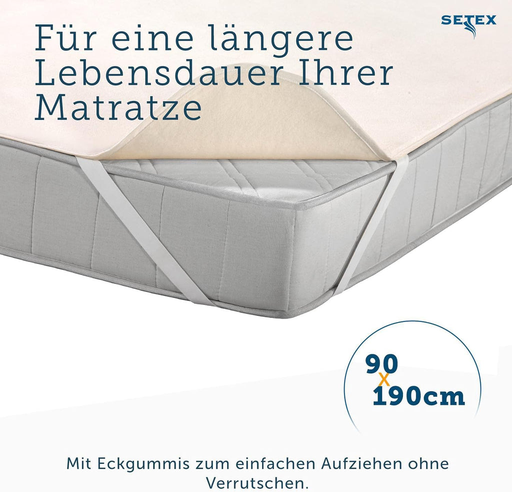 SETEX Mattress Protector, Cotton, Natural, 90 x 190 cm