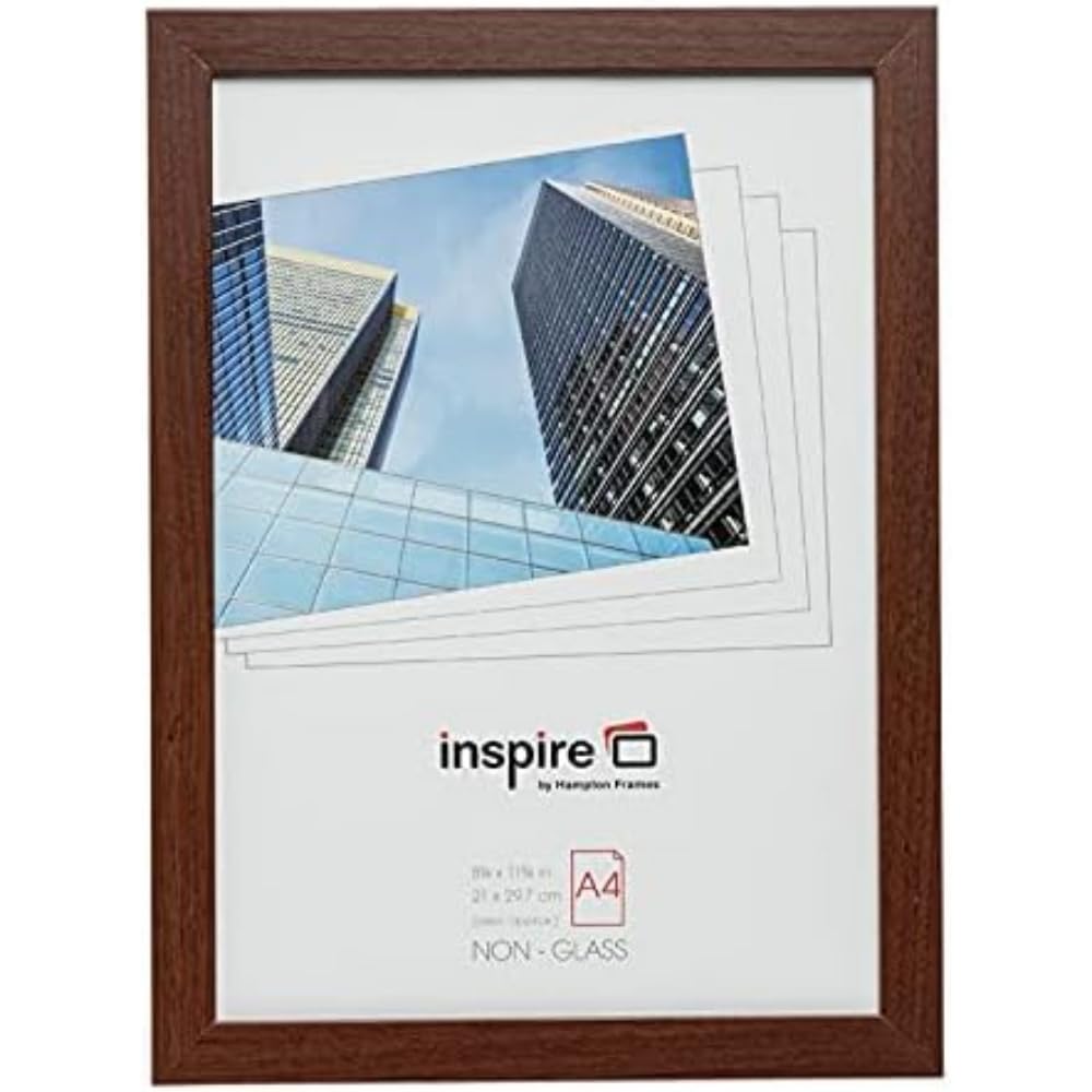 Munich A4 Picture Frame, Dark Wood Effect, 21x30cm, Acrylic Non-Glass | Freestanding or Wall Mount | For Photos, Certificates, Posters