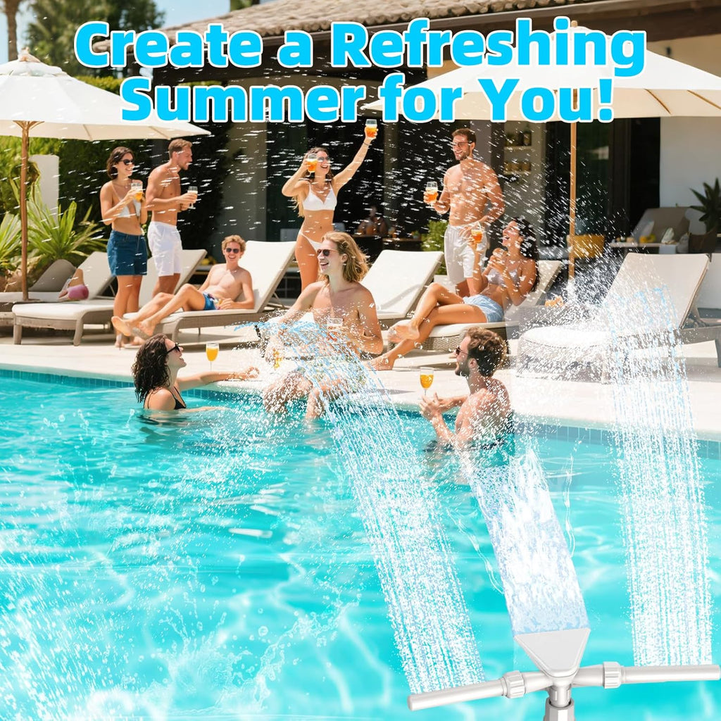 Pool Fountain for Above and In-Ground Pools, XJUGEZ 360° adjustable Dual Mode Waterfall pool sprinkler fountain, pressure and height adjustable pool accessories for ground pools, multi-size interfaces
