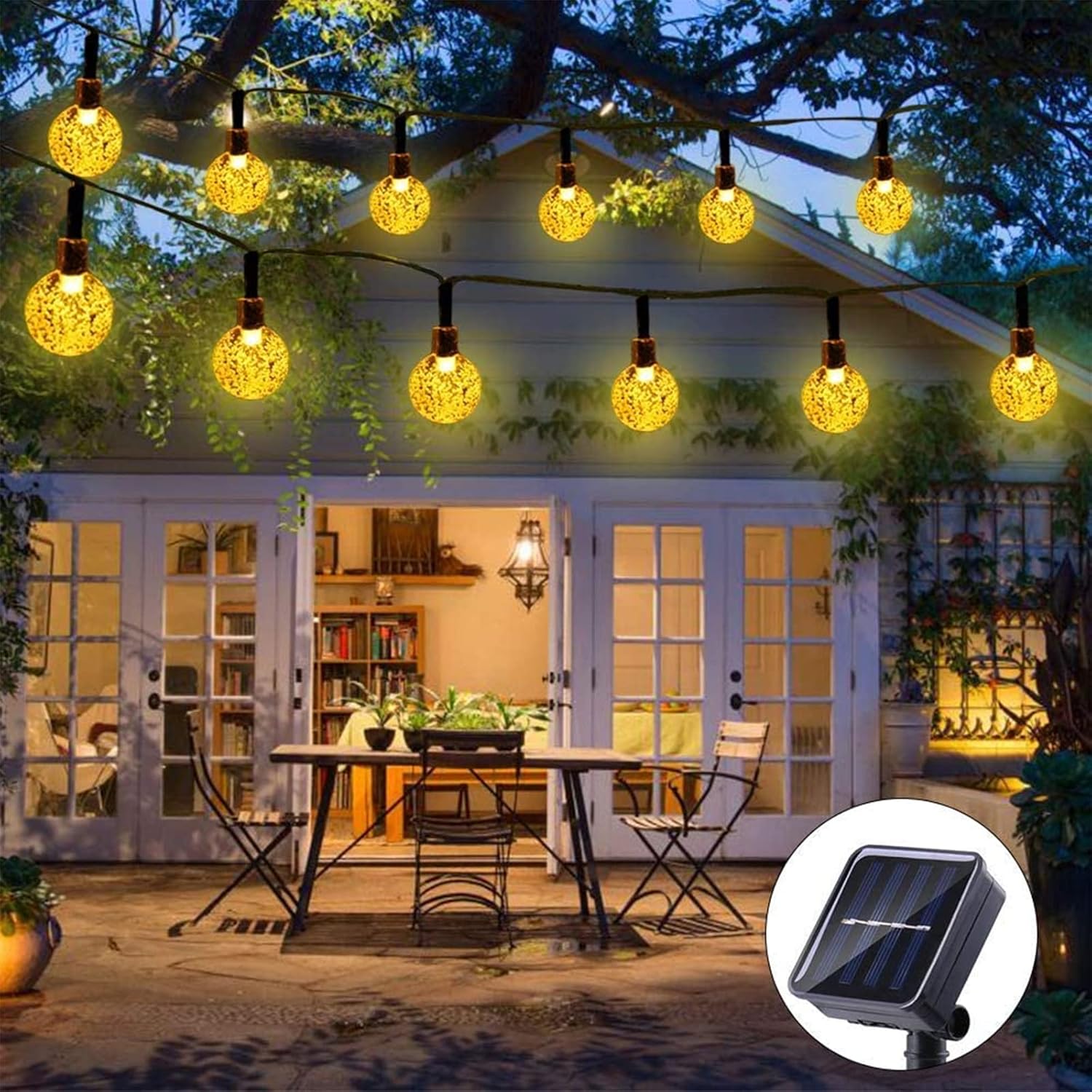 Solar Garden Lights Outdoor, 36ft 60 LED String Lights Waterproof, Solar Powered Crystal Ball Indoor/Outdoor Fairy Lights Decorative Lights for Garden, Patio, Yard, Parties (Warm White) Secondary image
