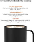 Temperature Control Smart Mug 2-295 ml App-Controlled and Rechargeable Heated Coffee Mug with Intelligent LED Display, 1.5-hr Battery Life and Improved Design, Black