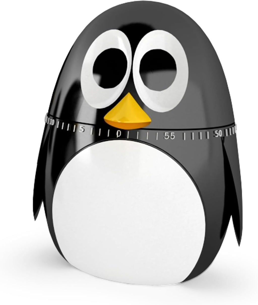 KIKKERLAND Penguin Kitchen Timer, Black-white