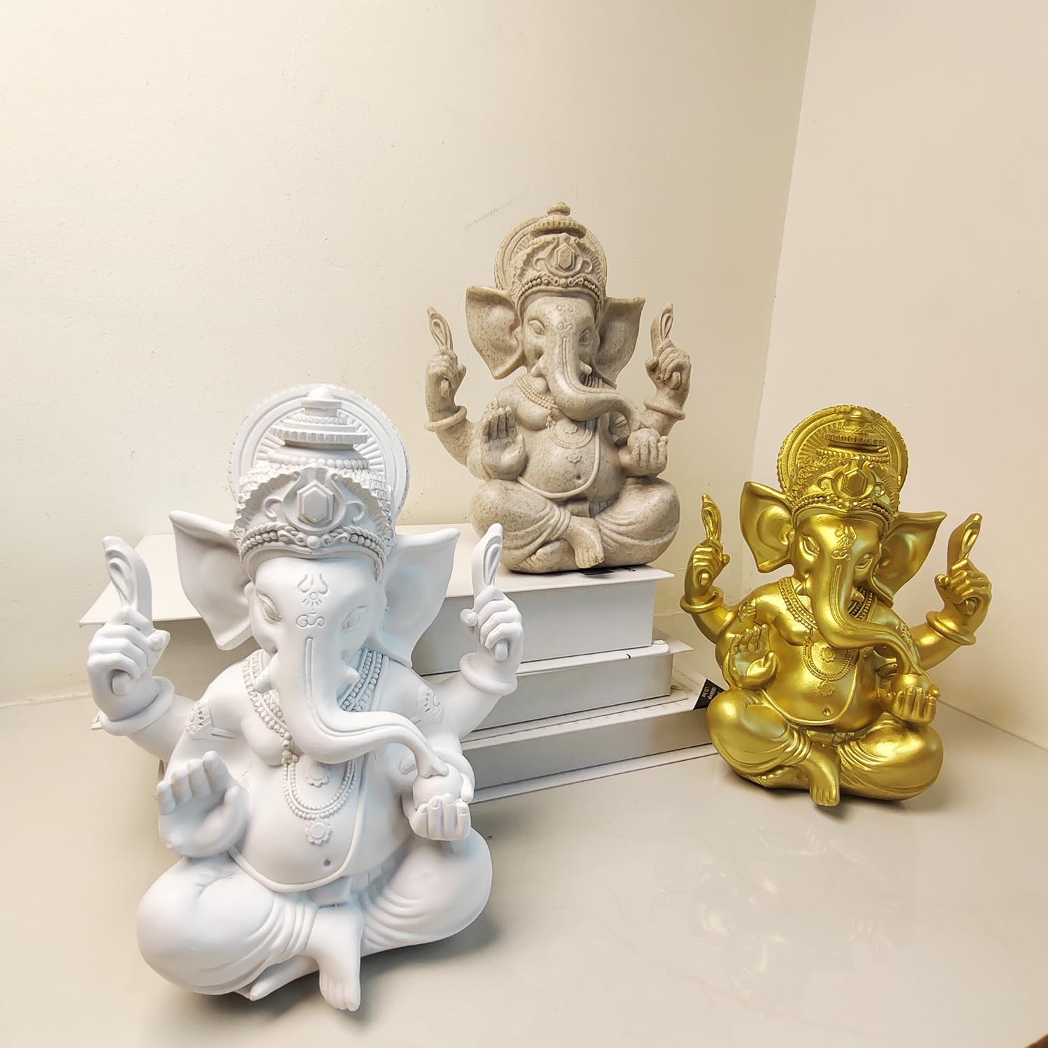 Ganesh Buddha Statue,Indian Deity Statue,Decoration Living Room,Abstract Sculpture,Home Store Decoration,Modern Living Room Ornaments 7.08"(White) Secondary image