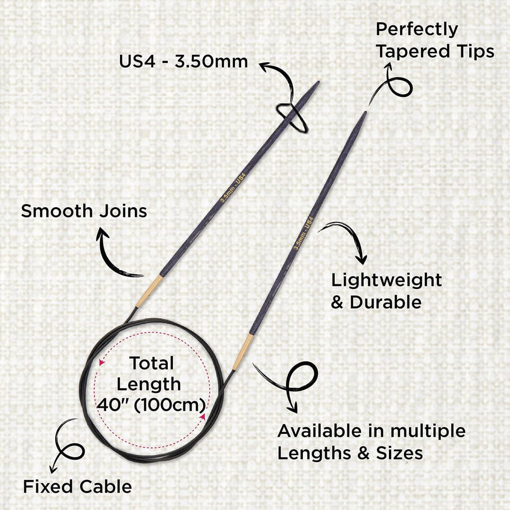 J’Adore Cubics Fixed Circular Needles 40" 100cm | 3.50mm