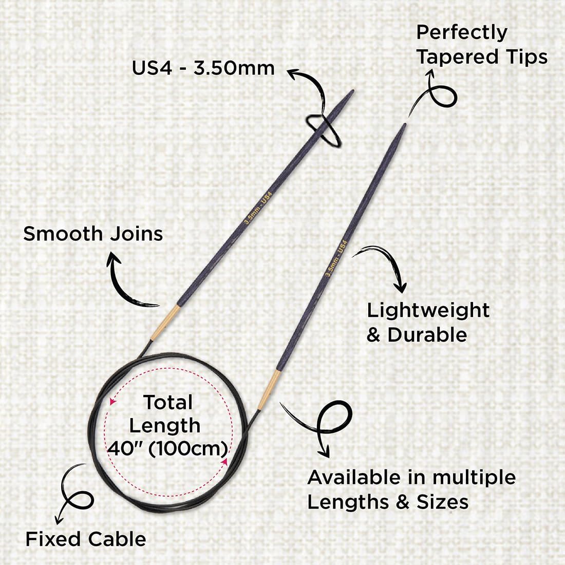J’Adore Cubics Fixed Circular Needles 40" 100cm | 3.50mm