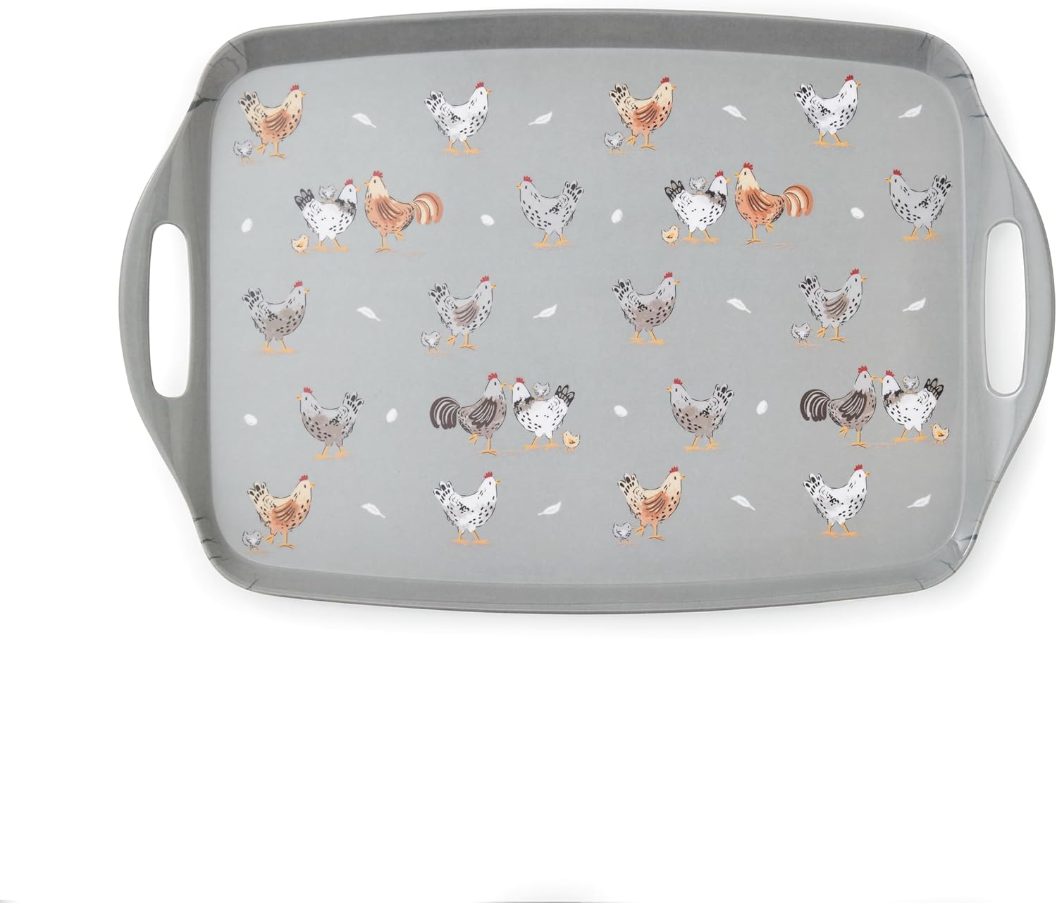 Hen House Lane Large Tray | British Designed Farmhouse Kitchen Tray | Durable Melamine & Plastic Blend | Rustic Countryside Design | Easy to Clean Main image