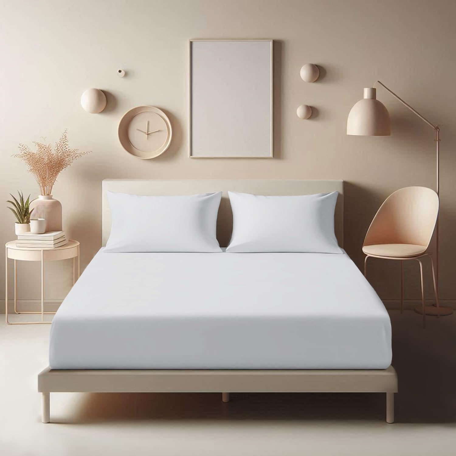 Single Fitted Sheet - 25 cm Deep Hotel Quality (Silver) Bed Sheets - Soft & Breathable Fitted Sheet Single Bed - Anti-Wrinkle Easy Care Fitted Sheets Main image