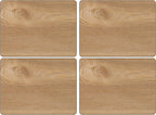 Oak Veneer Placemats – Set of 4, Durable Wooden Table Mats with Natural Wood Grain, Heat Resistant and Easy to Clean, 29 x 21.5 cm