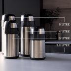 3.0L Stainless Steel Push-Pump Airpot, Leakproof Flask for Hot and Cold Drinks, Easy Pump Drink Dispenser for Events, Satin Finish