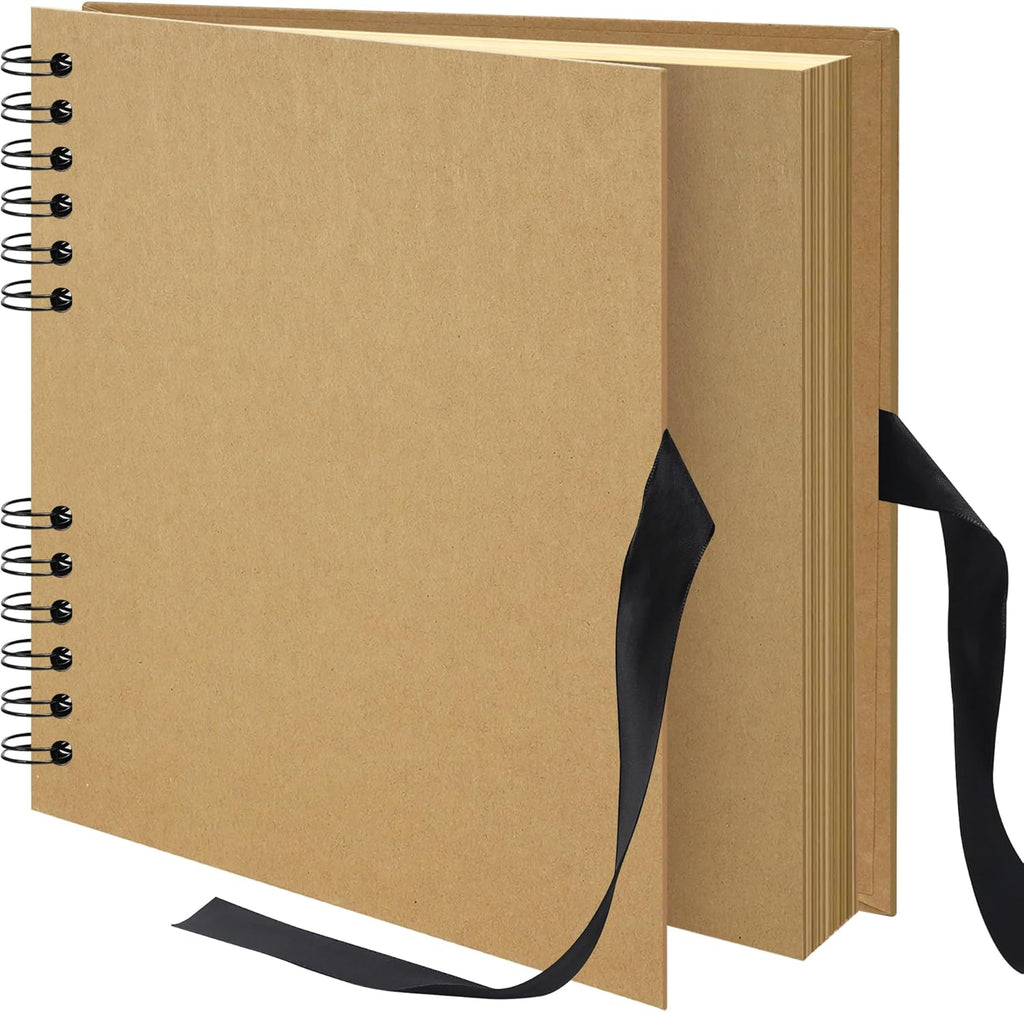 20.5 x 20.5 cm 40 Pages DIY Scrapbook Photo Album Hardcover Kraft Blank Page Memory Book for Wedding Anniversary Family Baby Khaki
