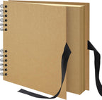20.5 x 20.5 cm 40 Pages DIY Scrapbook Photo Album Hardcover Kraft Blank Page Memory Book for Wedding Anniversary Family Baby Khaki