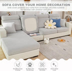 Super Stretch Sofa Cover 1 2 3 4 Seater L Shape, WearResistant Spandex Corner Sofa Cover Non Slip Sofa Slipcovers with Elastic Bottom, Great for Kids & Pets (Weave Light Grey, Backrest Cover)