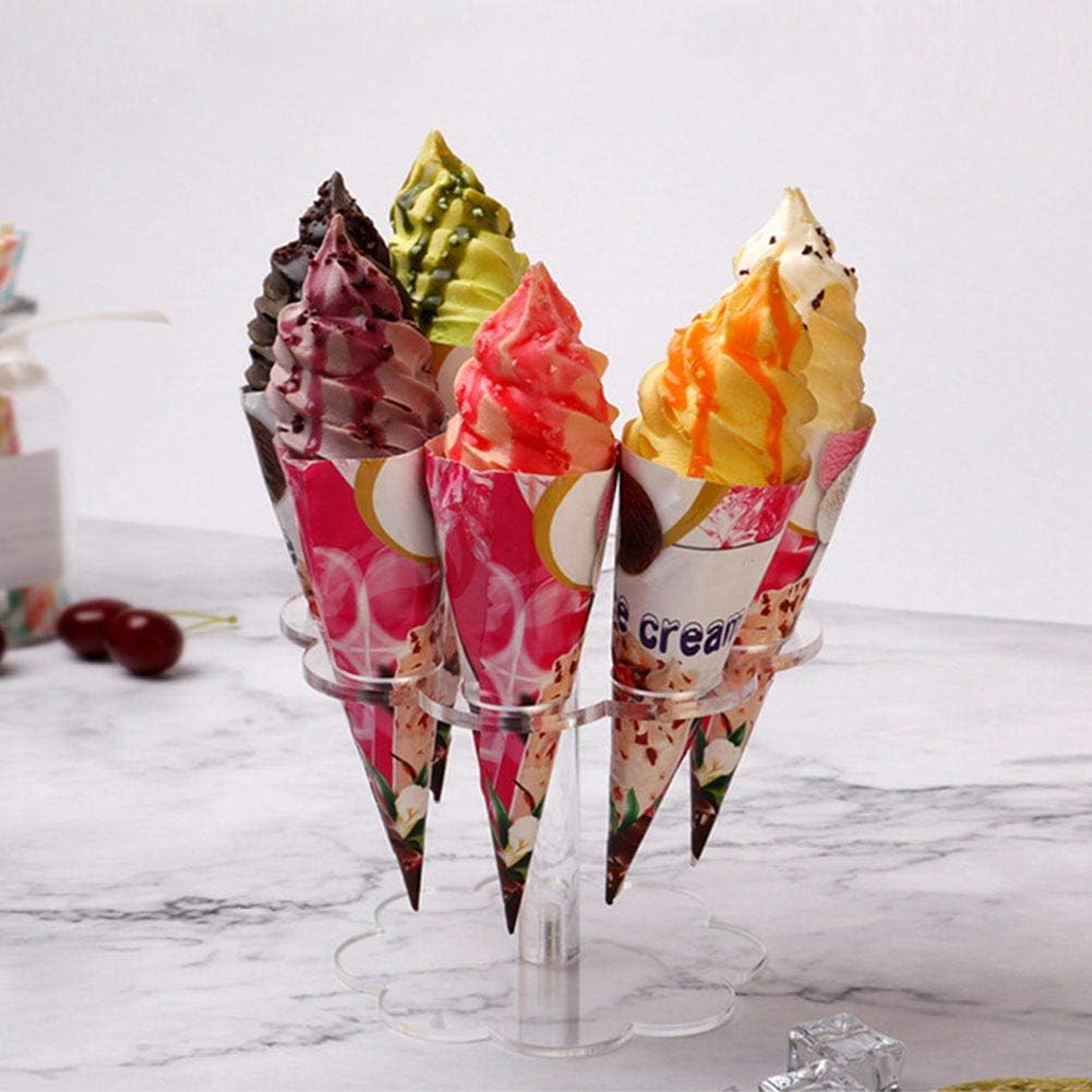 Anwangda Ice Cream Cone Holder Stand, 8 Holes Acrylic Ice Cream Stand, Reusable Detachable Transparent Acrylic Ice Cream Cone Holder for Party DIY(Transparent)