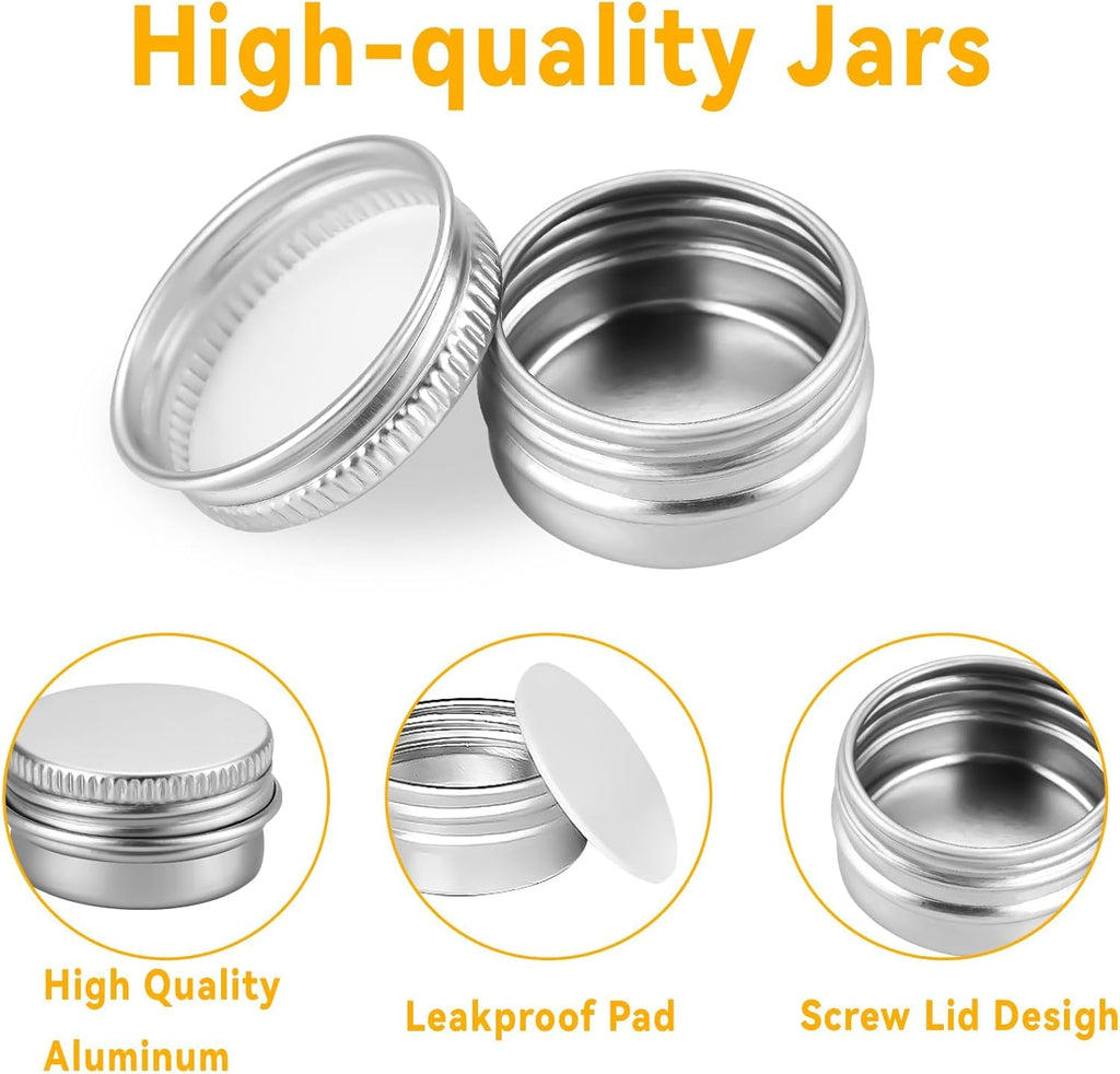 30Pcs 5ml Aluminum Cosmetic Pots with Leak-Proof Screw Lids,Travel Sample Containers,Portable Mini Storage Jars for Lip Balm, Creams and Makeup