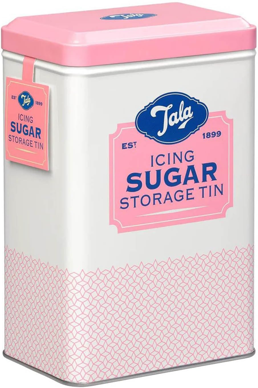 Originals Metal Pink and Cream Nostalgic Design Storage Tin, 18.5x18.5x19 cm | Holds a Full Bag of Icing Sugar | Stylish Kitchen Storage