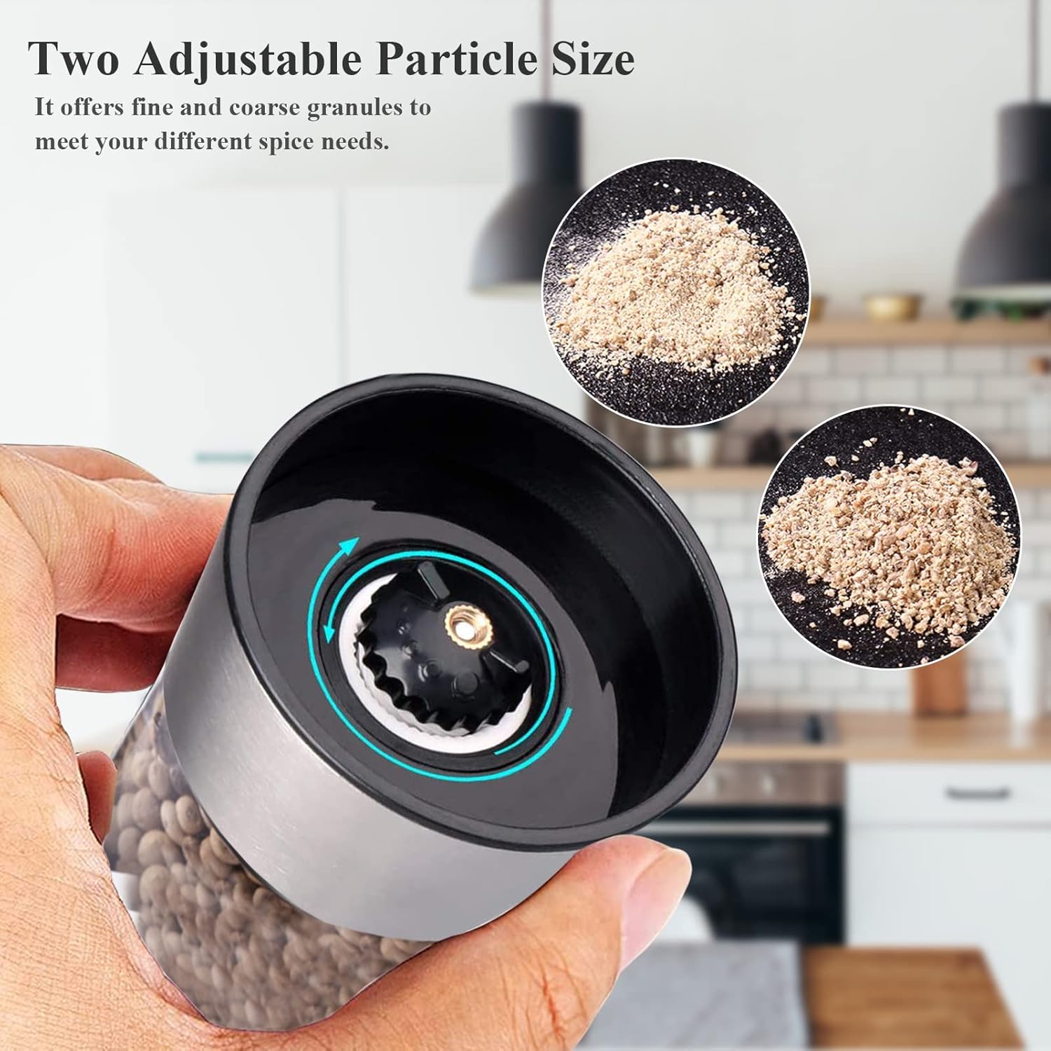 Stainless Steel Salt and Pepper Grinder, Refillable and Adjustable Coarseness Manual Pepper Mill, 5.3"x 2.5" Professional Grinder for Spices and Seeds, Fits in Home, Kitchen, Outdoor (2 Packs)