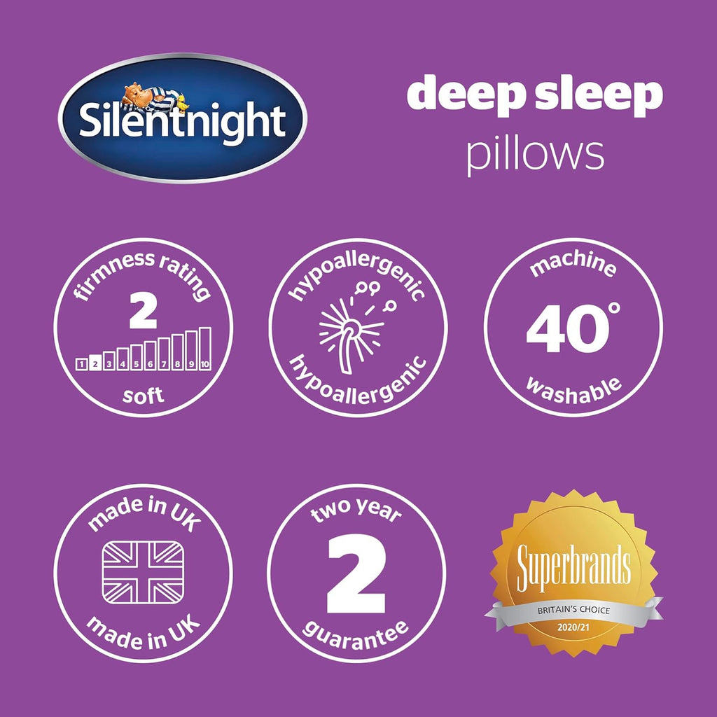 Deep Sleep Pillows 2 Pack - Soft Support Pillows Comfortable Bed Pillow Designed for Front and Stomach Sleepers - Hypoallergenic and Machine Washable - Pack of 2