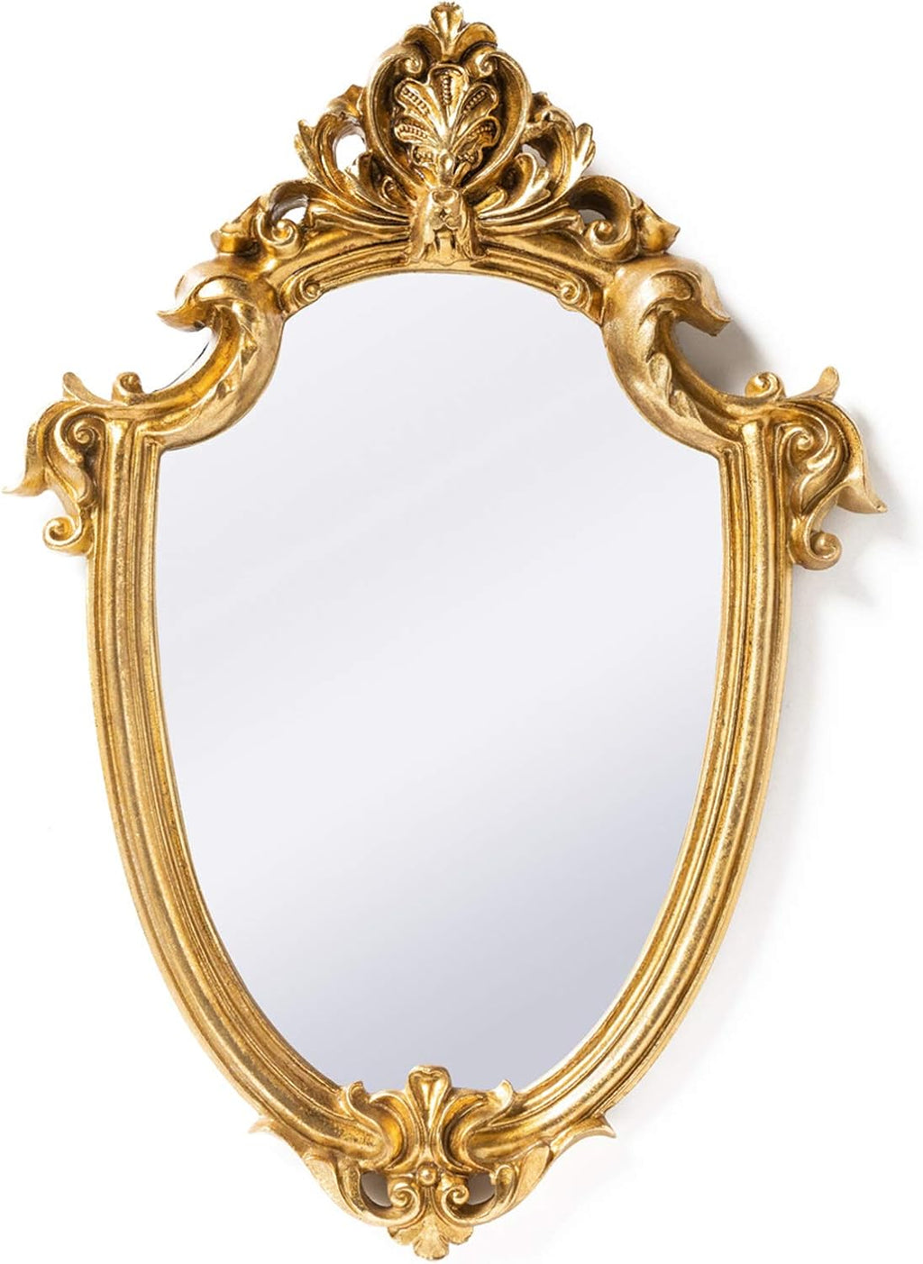 Funly mee 30×23 CM Antique Decorative Wall Mirror Gold Shield Shape (Small)