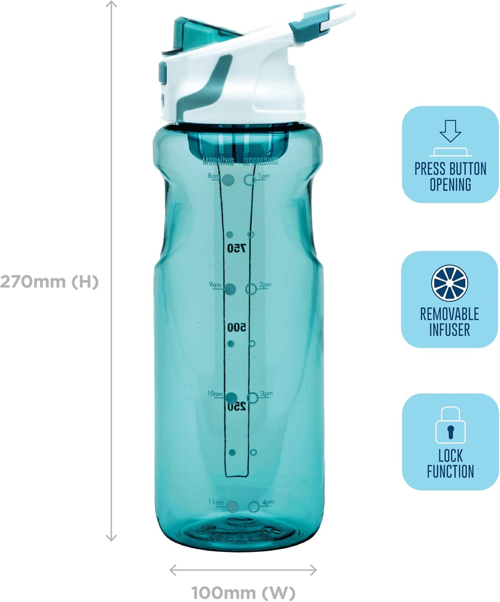 Chugger Water Bottle with Infuser, Green, 1 litre Capacity