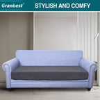 Premium Water-Repellent Sofa Seat Cushion Covers High Stretch Jacquard Fabric Couch Seat Slipcover Protector for 3 seater sofa (3 seater, Grey)