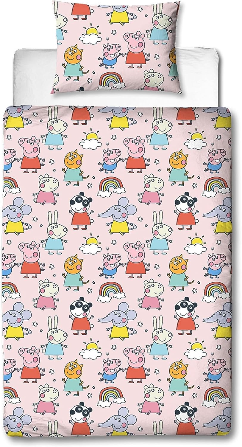 Character World Peppa Pig and Friends Official Single Bed Duvet Cover Set | Colourful Playful Design Reversible 2 Sided Bedding Including Matching Pillow Case Secondary image