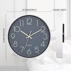 Luminous Wall Clock Bedroom Clock Non Ticking Silent Wall Clock Modern for Living Room Kitchen Office Bathroom Battery Operated Grey Glow in the Dark