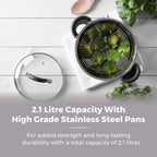 T80836 3-Tier Steamer with Encapsulated Base and Tempered Glass Lid with Steam Release Vent, Induction Compatible, Stainless Steel, Silver