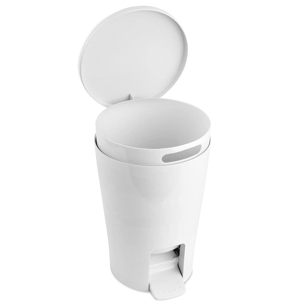 Bathroom Bin with Pedal Diabolo 5L | Inner Bucket with Handle | Practical and Easy-to-Clean Design | Made from Highly Resistant Materials | 19 x 21 x 28.2 cm – White