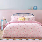 Heya Home Gingham Bows Bedding – Classic Gingham with Playful Bows Duvet Cover Set (Pink – Double)