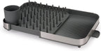 Duo Expanding Dish Drainer Rack with Removable Cutlery Holder, Draining Spout, Stainless-steel/Grey