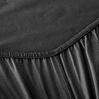 Double Fitted Sheet Bed Sheets 25CM Extra Deep Pocket Soft and Breathable Fitted Bedding Sheets (Black, Double)