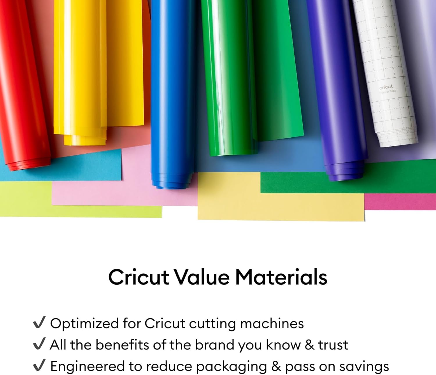 Value Vinyl | 30.5 cm x 6.1 m (12" x 20 ft) | Self Adhesive Permanent Vinyl for All Cricut Cutting Machines | White