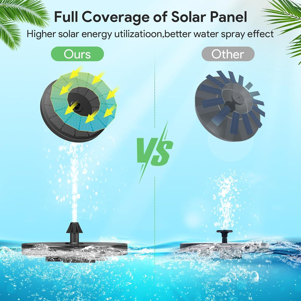 Solar Power Fountain, THEGUS 2.5W Solar Fountain Pump, Solar Water Fountain Kits with 7 Nozzles, Free Standing Floating Solar Fountain for Bird Bath, Fish Tank, Pool, Patio and Garden Decoration