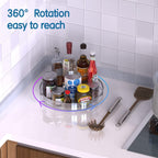 2 Pcs Lazy Susan Turntable Cupboard Organiser(27+23.5cm), Rotating spice rack Fridge turntable organiser, spinning cupboard organiser, turntable storage 9.3+10.6 Inch for Cabinet,Fridge,Pantry