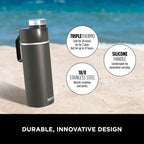 Thirsti Water Bottle and Flask 530 ML With Leak-Proof Lid, Designed For Carbonated, Hot & Cold Drinks, Ideal For Travel & Sports, Triple Insulated, Stainless Steel Bottle, Black, DW1801EUUKBK