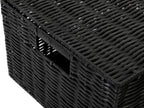 Large Resin Woven Storage Basket Box With Lid & Lock - Black