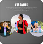 Water Bottle 1L, Sports Water Bottle with Time Markings, BPA-Free, Leak-Proof Drinks Bottle, Perfect for Running, Cycling, Gym, Yoga, Camping and Outdoor Activities, Blue-purple
