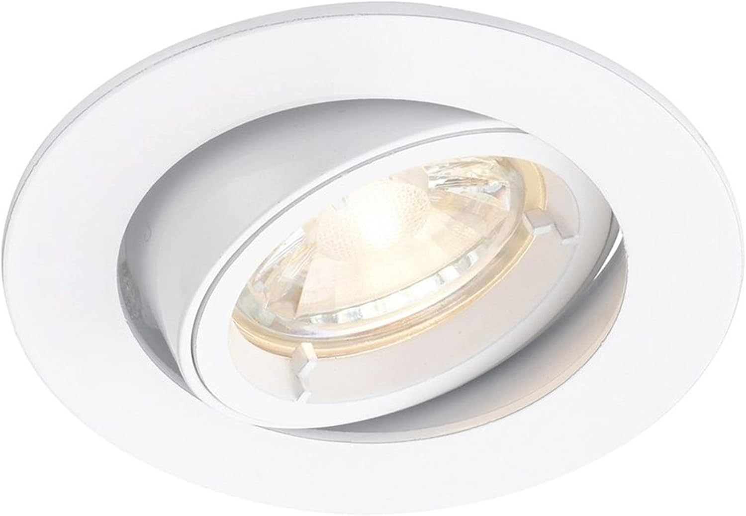 CAST Recessed Lighting - Mains Powered LED Spot Lights Downlights for Ceiling - IP20 Rated GU10 Fitting for Halogen or LED - Matt White Finish, Adjustable Tilt Version Main image