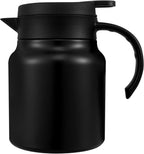 Thermal Coffee Carafe 1000ML Insulated Water Pitcher Stainless Steel Carafe with Detachable Tea Strainer Leak-Proof Vacuum Insulated for Milk Coffee Tea Hot Cold Drinks (1000ml (Black))