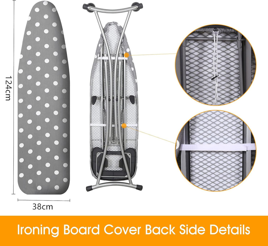 Ironing Board Cover, 100% Cotton Cover with Thick Felt (Bubble, 124 x 38cm)