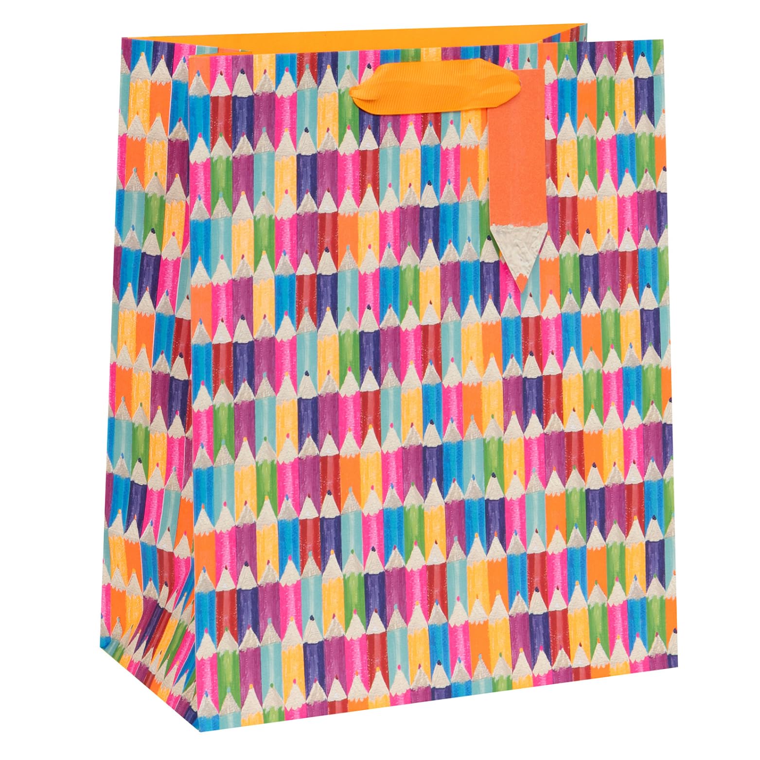 Luxury Gift Bag, Thank You Teacher, Pencils Thank You Design, 26 x 31.5 x 13.5 cm, Multicoloured