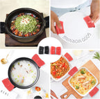 Pot Holder Set – 4 Silicone Pan Handle Covers & 2 Pieces Hot Handle Holders – Heat Resistant & Non-Slip Handle Grips for Frying Pans, Skillets & Griddle Pans
